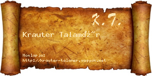 Krauter Talamér névjegykártya